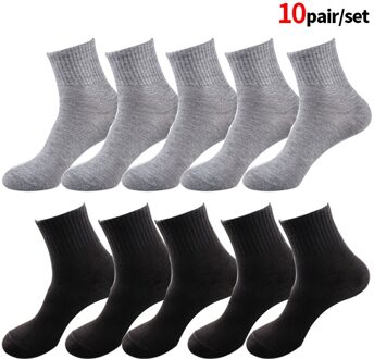 10 Paar Vrouwen Sokken Ademend Enkel Sokken Effen Kleur Korte Comfortabele Katoen Low Cut Sokken Zwart Wit Grijs grijs zwart