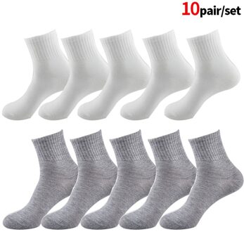 10 Paar Vrouwen Sokken Ademend Enkel Sokken Effen Kleur Korte Comfortabele Katoen Low Cut Sokken Zwart Wit Grijs
