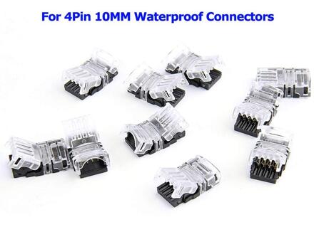 10 Pack 4 Pin LED Connector voor Waterdichte 10mm RGB 5050 LED Strip Verlichting, strip Wire Quick Connection JK610