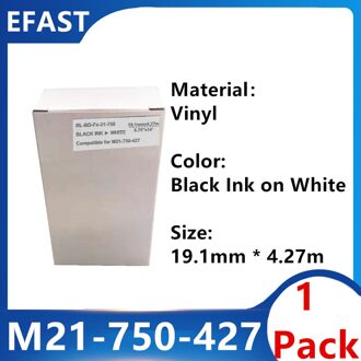 10 Pack Bmp21 M21 750 427 Vinyl Maker Label Lint Zwart Op Wit BMP21 Plus Printer Zwart Op Wit M21-750-427 19.1Mm * 4.27M 1 Pack