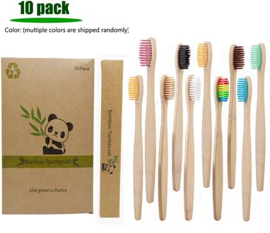 10 pack Meerdere Kleuren Zachte Fibre Bio-based Haren Milieuvriendelijke Bamboe Tandenborstel Volwassen Tanden Schoon Reizen Tandenborstel