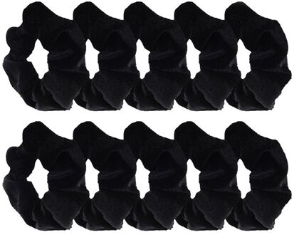 10 Pack Zwart Fluwelen Chouchou Haar Elastieken Bobbles Haarbanden