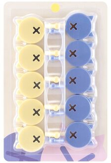 10 packs free punch small hooks strong key wall sticky hooks cute cartoon hooks blauw geel