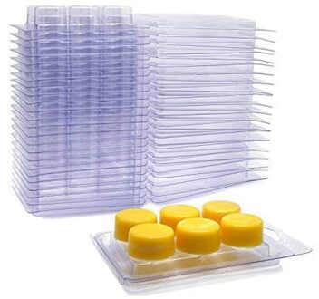10 Packs Wax Melt Mold Wax Melt Clamshells Mallen Plein 6 Holte Clear Plastic Cube Tray Voor Kaars-Maken & Zeep ronde