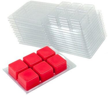 10 Packs Wax Melt Mold Wax Melt Clamshells Mallen Plein 6 Holte Clear Plastic Cube Tray Voor Kaars-Maken & Zeep
