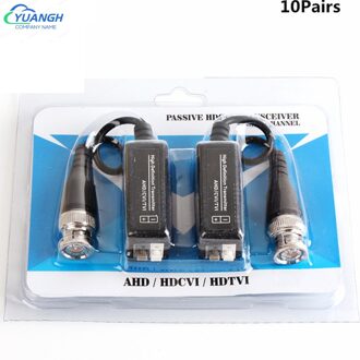 10 Pairs HD-CVI/Hdvi/Ahd Passieve Video Balun Transceiver Kabel Twisted Zender Voor Video Surviallance Camera 20Pairs