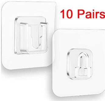 10 Pairs Multifunctionele Haken Dubbele Kleefband Muur Haken Waterdichte Kleding Hoeden Handdoek Haken Keuken Bad Deur haken zilver