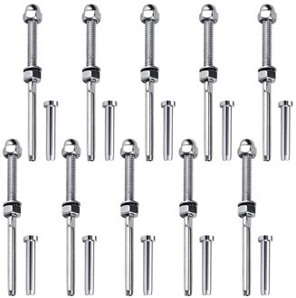 10 Pairs Schroefdraad Terminal Stud En Stemball Swage Kabel Spanners Marine Reling Kit Voor 1/8Inch Kabel Dek reling