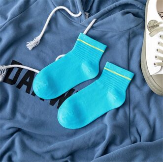 10 Pairs Sokken Vrouwelijke Comfortabele Katoenen Sokjes Wit Zwart Ademend Sport Sokken Effen Kleur Vrouwen Boot Sokken Blauw