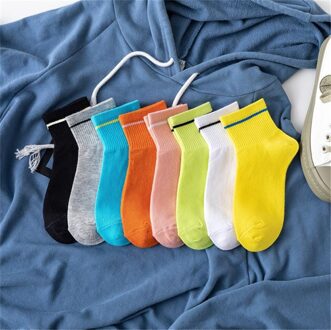 10 Pairs Sokken Vrouwelijke Comfortabele Katoenen Sokjes Wit Zwart Ademend Sport Sokken Effen Kleur Vrouwen Boot Sokken gemengd kleuren