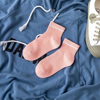 10 Pairs Sokken Vrouwelijke Comfortabele Katoenen Sokjes Wit Zwart Ademend Sport Sokken Effen Kleur Vrouwen Boot Sokken Roze