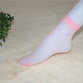 10 Pairs Vrouwen Sokken Nylon Elastische Korte Ankle Sheer Mesh Effen Kleur Zijde Korte Sokken Zien Door Dames Sok Roze