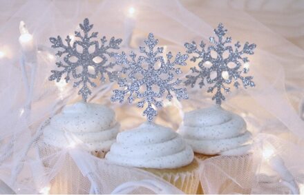 10 Papier Decoratieve Sneeuwvlok Cake Topper Bruiloft Decoratie Verjaardagsfeestje Gunsten Kerst Feestartikelen Accessoires
