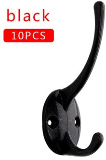 10 Pc Doek Haak Hangers Vintage Ijzeren Muur Haak Klassieke Antieke Stijl Ijzeren Hanger Jas Zak Hoed Haak Voor Thuis badkamer Met Schroeven zwart