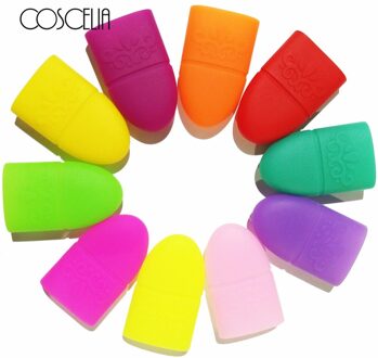 10 Pc Nail Art Tips Uv Gel Polish Remover Wrap Siliconen Elastische Losweken Cap Clip Manicure Cleaning Vernis Tool herbruikbare Vinger Fluorescence geel