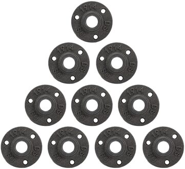10 Pcs 1/2 "3/4" Black Decoratieve Gietijzer Vloer/Muur Flens Smeedbaar Gietijzer Buisleidingen BSP schroefdraad Gat 0.5 duim 3 Holes