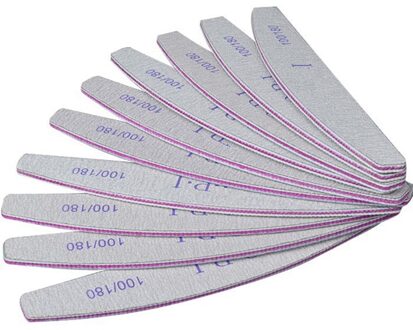 10 Pcs 100/180 Nagelvijlen Blok Buffer Pedicure Manicure Half Moon Schuurpapier Nail Schuren Lima Nagelvijlen Filer Voor Nagels art
