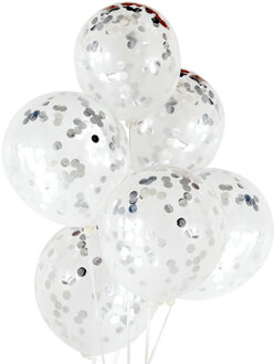 10 Pcs 12 Inch Glitter Latex Confetti Ballon Romantische Bruiloft Decoratie Ronde Ballonnen Verjaardagsfeestje Supplies Ballons zilver