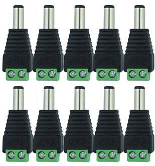 10 Pcs 12V 2.1 x 5.5mm DC Power Male Plug Jack Adapter Connector Plug for CCTV single color LED Light
