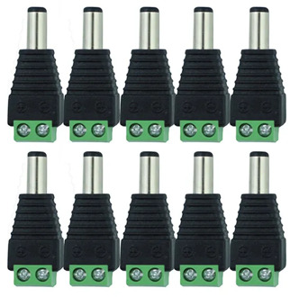 10 Pcs 12V 2.1 x 5.5mm DC Power Male Plug Jack Adapter Connector Plug for CCTV single color LED Light