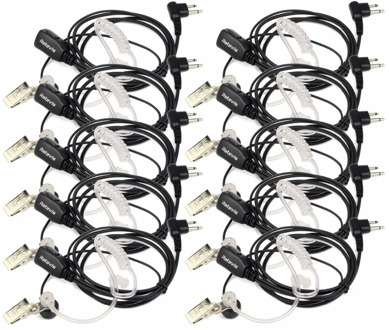 10 pcs 2 Pin Acoustic Tube Headset PTT MIC Noise Reduction Covert Headset For Motorol GP68/GP300/P040 Walkie Talkie C9025A