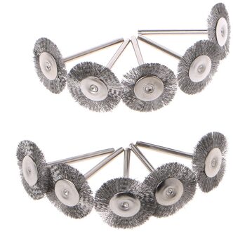 10 pcs 22mm Platina Mes Roestvrij Staaldraad Wiel Borstel Dremel Rotary Tool voor Mini Boor Dremel Polijsten Dremel accessoires