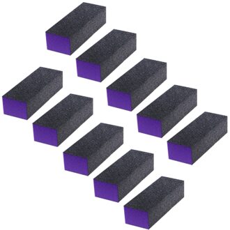 10 Pcs 3-Zijdig Zwart Paars Buffer Buffing Schuurblok Files Grit Nail Art Tool Set