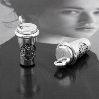 10 Pcs 3D Koffie Thee Cup Charms Koffiezetapparaat Hanger Voor DIY Armband Ketting Diy Sleutelhanger Sieraden Benodigdheden Ambachten 8 x 18mm A3144