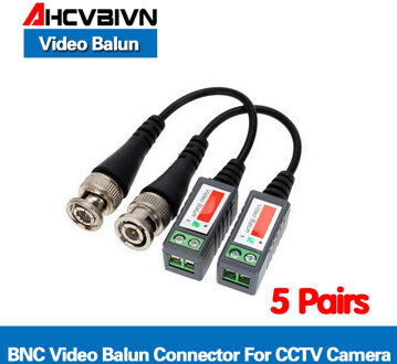 10 Pcs/5 Pairs Abs Plastic Cctv Video Balun Cctv Accessoires Passieve Transceivers 2000ft Afstand Utp Balun Bnc Kabel CAT5 Kabel