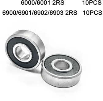 10 Pcs 6000 6001 6900 6901 6902 6903 2RS Deep Groove Ball Bearing,bearing Steel 12X24X6 Mm High Ra 0.8 0.2kg(0.44lb.) Good