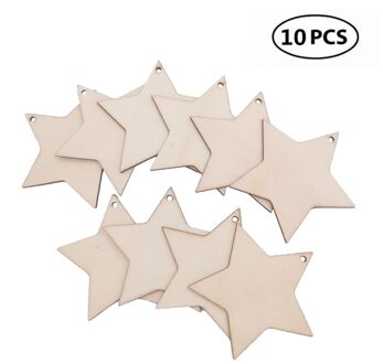 10 Pcs 8 Cm Houten Ster Uitsparingen Opknoping Ornamenten Met 10 Packs Snaren Voor Bruiloft Diy Craft Festival Decoratie Versieringen