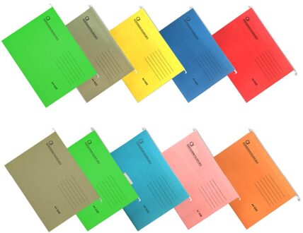 10 Pcs A4 Size Uitbreiden Opknoping Bestand Filing Map Document Test Papier Mappen Met Tab Voor Hotels Bibliotheken Kantoren Mix kleur