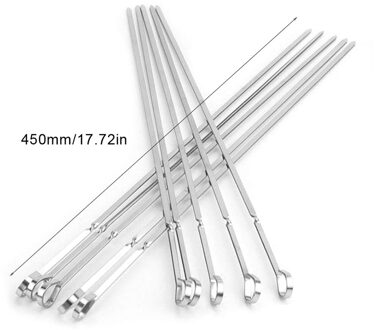 10 Pcs Bbq Barbecue Staal Grillen Kabob Kebab Platte Spiesjes Naald Set 45 Cm Verdikte Met Roestvrij Staal Platte Teken