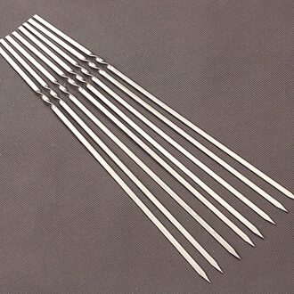 10 Pcs BBQ Sticks Naald Roestvrij Staal Platte Barbecue Vorken Picknick Tool Spiesjes Gebruiksvoorwerp Koken Ijzer Keuken Vlees Houder