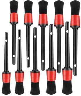 10 Pcs Borstels Poetsdoeken Detaillering Borstel Set - Premium Fiber Plastic Handvat Automotive Detail Borstels Voor Cleaning Wielen