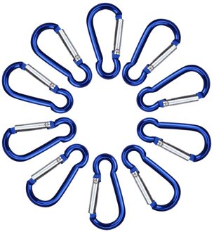 10 Pcs Candy Kleuren Karabijnhaak Aluminium D Ring Sleutelhanger Karabijnhaken Haak Spring Snap Clip Haken Sleutelhanger Klimmen Apparatuur blauw