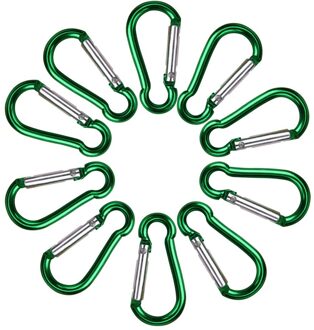10 Pcs Candy Kleuren Karabijnhaak Aluminium D Ring Sleutelhanger Karabijnhaken Haak Spring Snap Clip Haken Sleutelhanger Klimmen Apparatuur groen