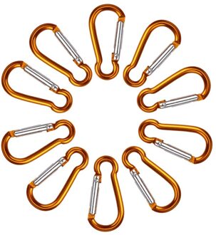10 Pcs Candy Kleuren Karabijnhaak Aluminium D Ring Sleutelhanger Karabijnhaken Haak Spring Snap Clip Haken Sleutelhanger Klimmen Apparatuur oranje