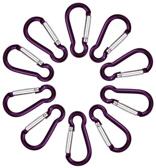 10 Pcs Candy Kleuren Karabijnhaak Aluminium D Ring Sleutelhanger Karabijnhaken Haak Spring Snap Clip Haken Sleutelhanger Klimmen Apparatuur paars