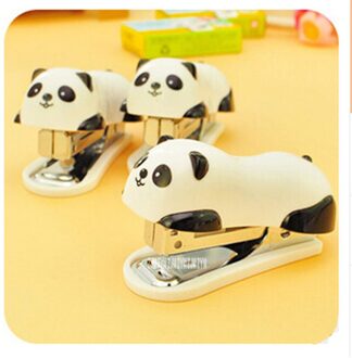 10 Pcs Cartoon Panda Nietmachine Set Papier Kantoor Binding Binder Nietjes Essentiële Supplie Voor Student Zwart Wit Kleur