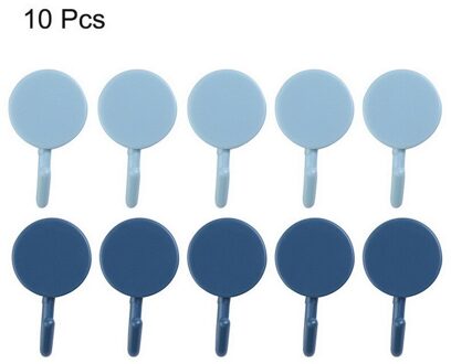 10 Pcs Deur Haak Zelfklevende Muur Haken Transparante Anti-Slip Traceless Zware Stok Op Haak Badkamer Keuken Muur stickers 10stk blauw