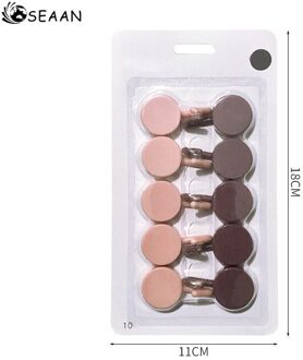 10 Pcs Effen Kleur Gratis Ponsen Deur Zonder Trace Nagel Kleine Haak Kleding Haak Gemonteerd Muur Haak Haken Decoratieve roze en bruin