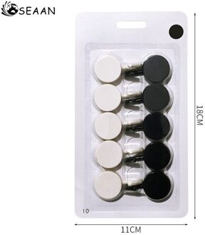 10 Pcs Effen Kleur Gratis Ponsen Deur Zonder Trace Nagel Kleine Haak Kleding Haak Gemonteerd Muur Haak Haken Decoratieve zwart en wit