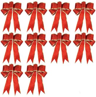 10 Pcs Glitter Kerstboom Boog Lint Strikken, lange 10 Inch En Breed 8 Inches Kerstboom Opknoping Ornamenten Voor Chr
