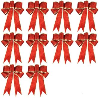10 Pcs Glitter Kerstboom Boog Lint Strikken, lange 10 Inch En Breed 8 Inches Kerstboom Opknoping Ornamenten Voor Chr