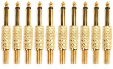 10 Pcs Gold Plated 6.35mm Male 1/4 Mono Jack Plug Audio Connector Soldering Drop Shipping