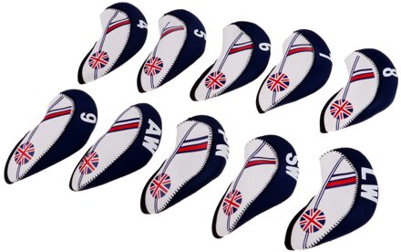 10 Pcs Golf Headcovers Head Covers Iron Beschermen De Union Jack Beige donker blauw