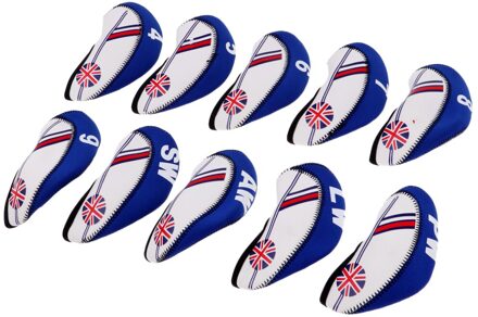 10 Pcs Golf Headcovers Head Covers Iron Beschermen De Union Jack Beige koninklijk blauw