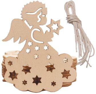 10 Pcs Houten Angel Kids Ambachten Opknoping Ornamenten Xmas Decoratie Blank Hout Schilderen Voor Kerstboom Decoratie