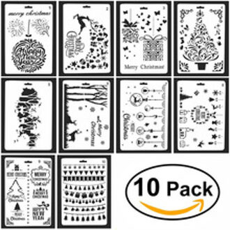10 Pcs Journal Stencil Set Planner Stencil Voor Kerst, Journaling, Scrapbooking, Kaart En Art Projecten